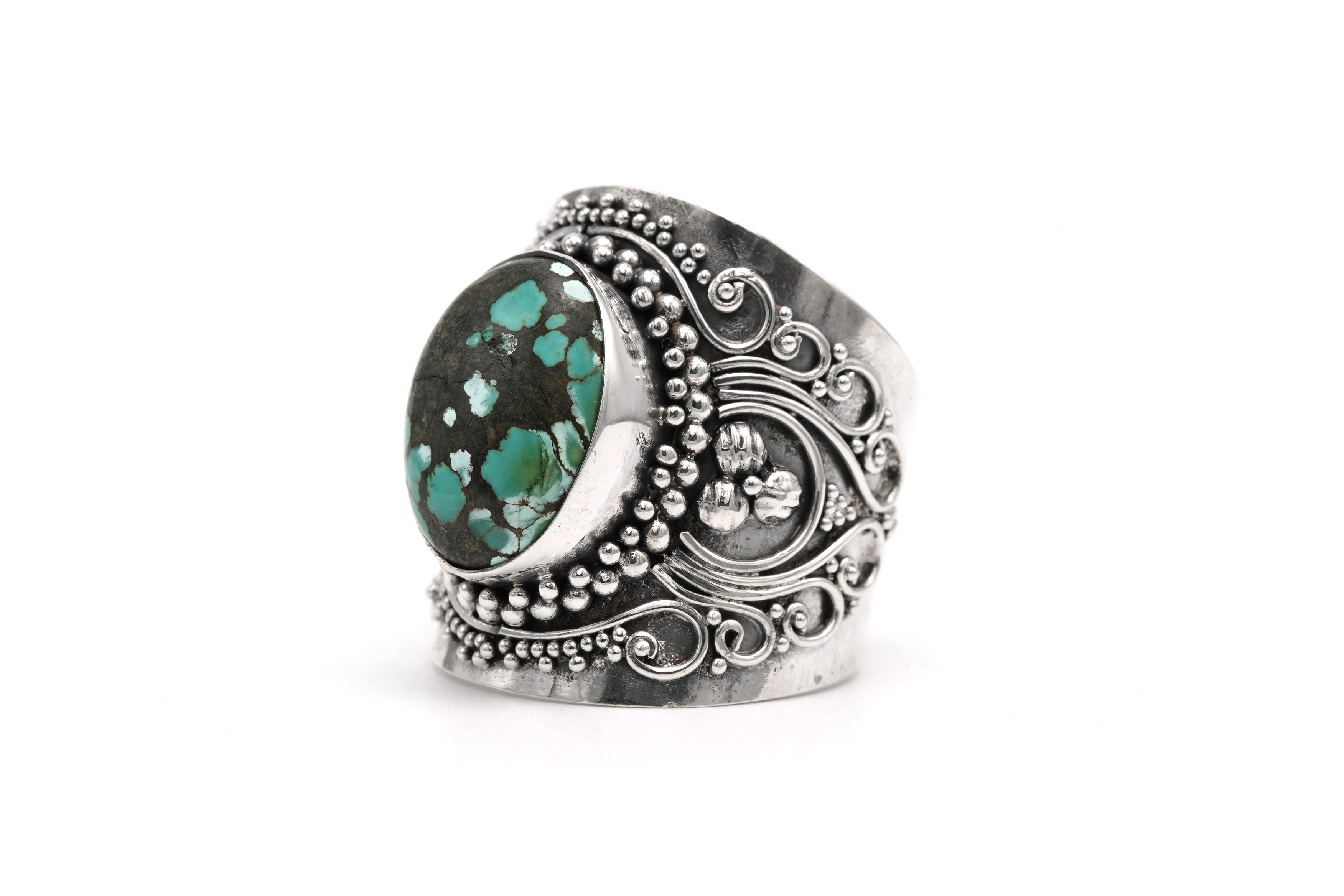 Bague contemporaine en argent 925 sertie d'une turquoise - 2