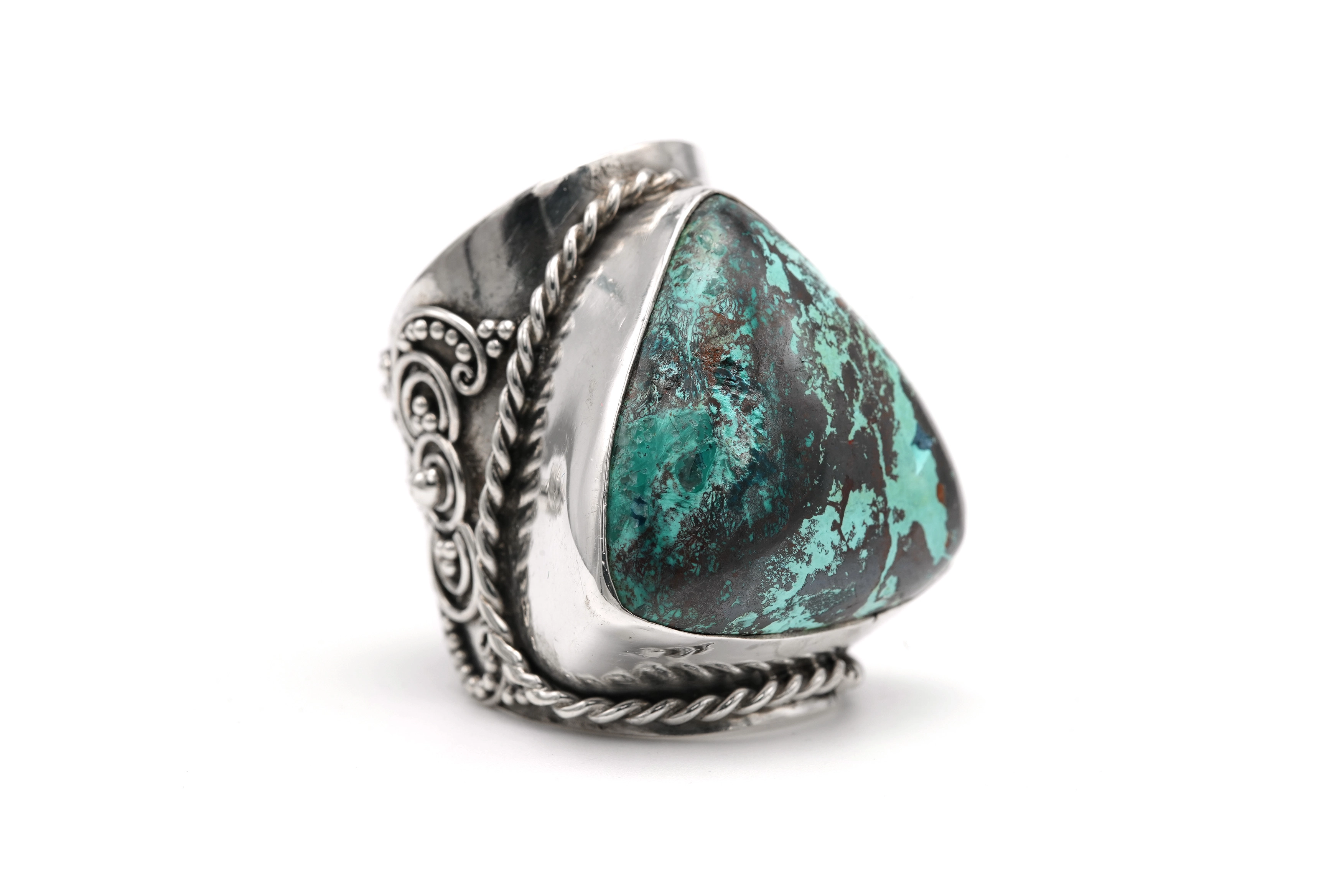 Bague contemporaine en argent 925 sertie d'une turquoise - 6