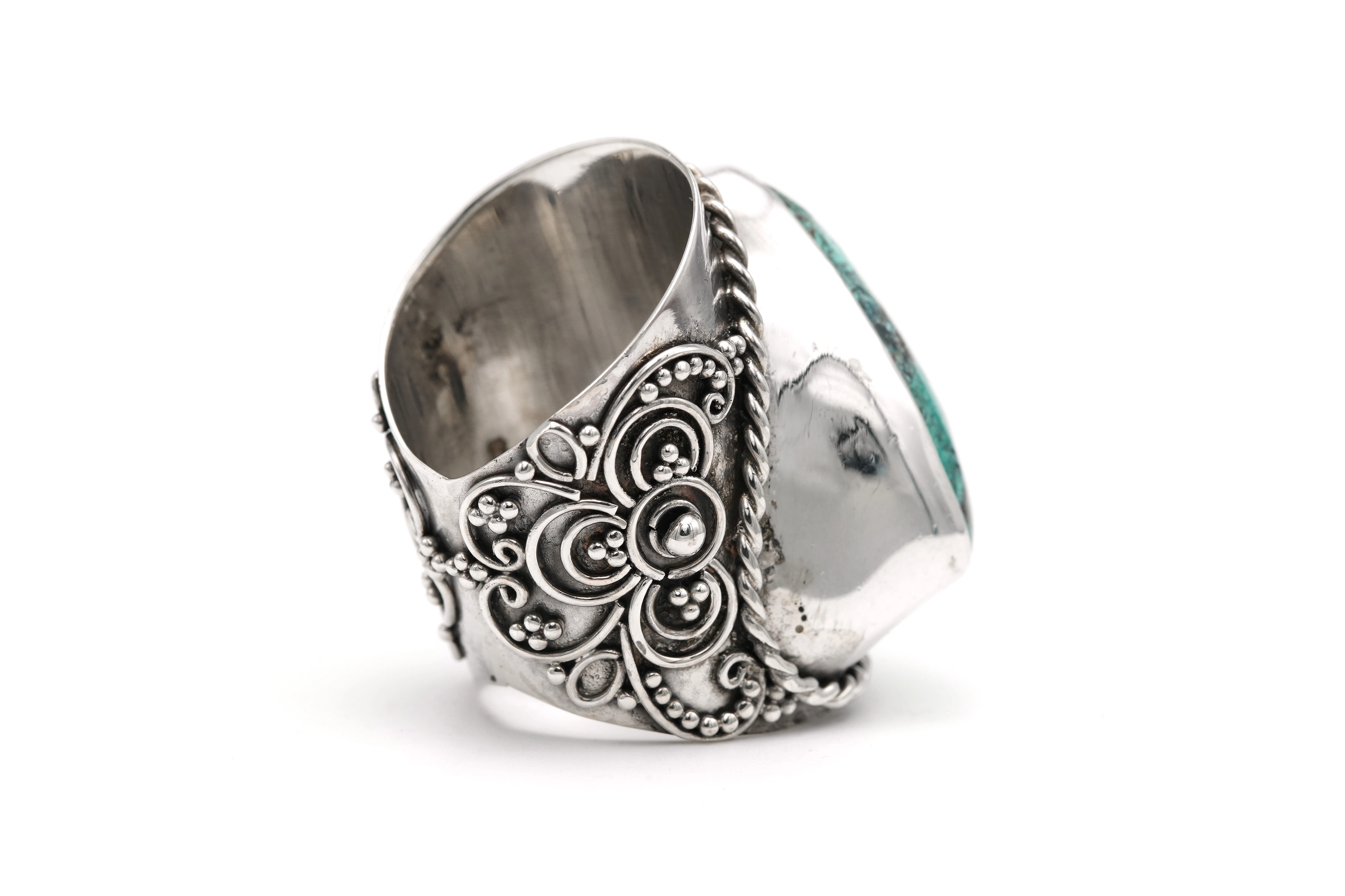 Bague contemporaine en argent 925 sertie d'une turquoise - 5
