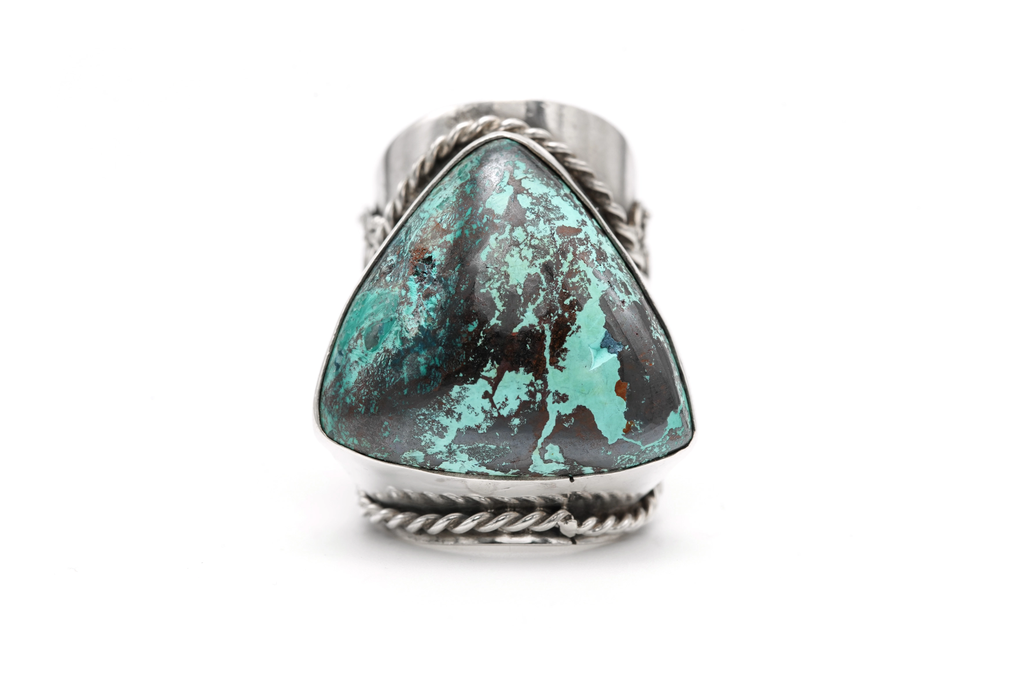 Bague contemporaine en argent 925 sertie d'une turquoise - 1