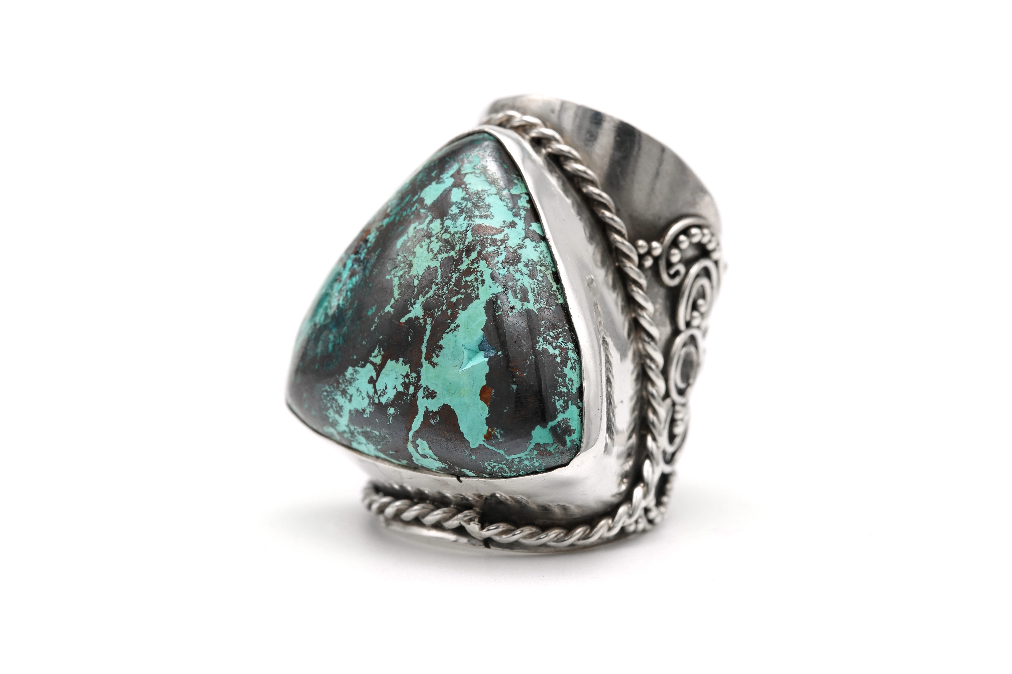 Bague contemporaine en argent 925 sertie d'une turquoise - 2