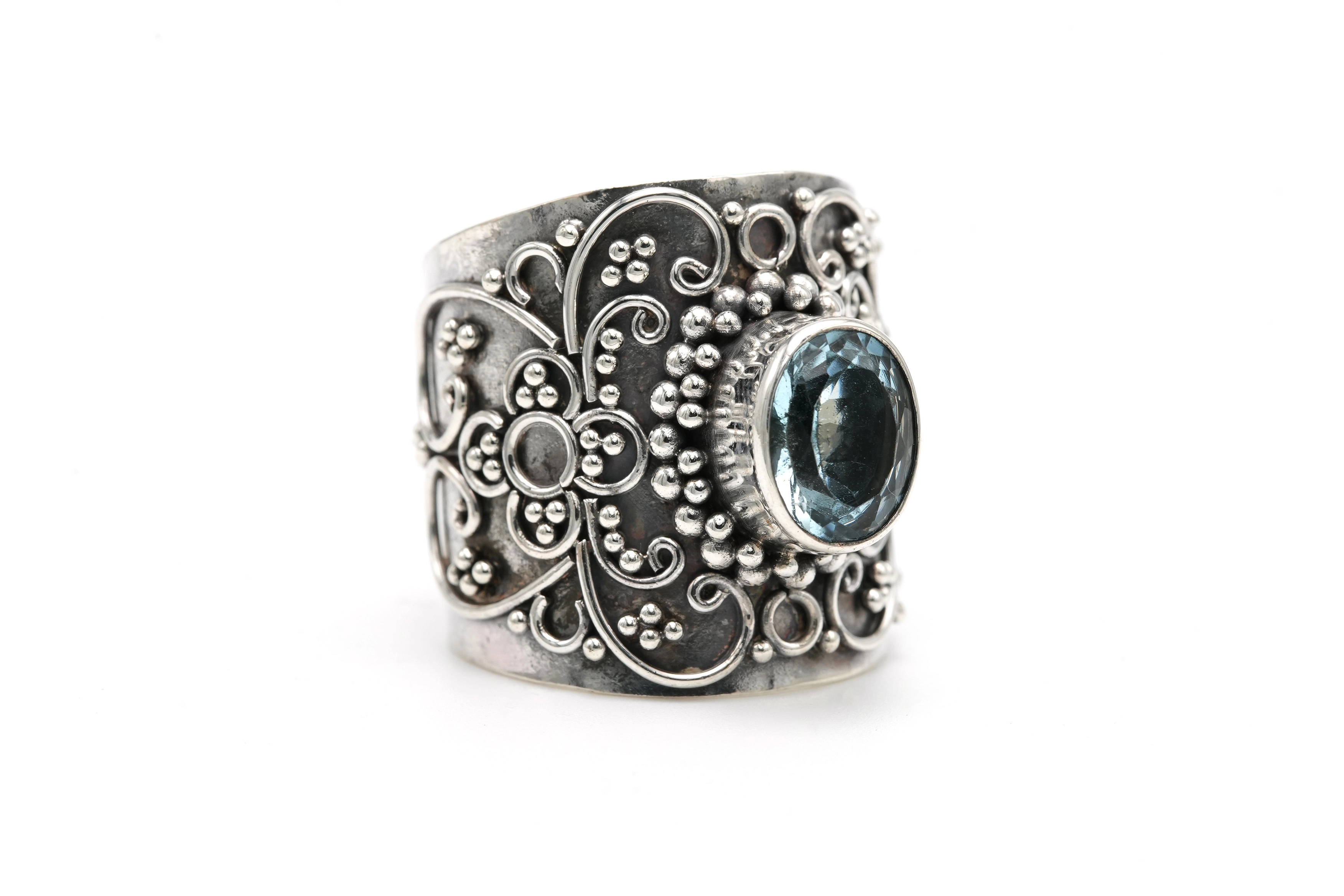 Bague contemporaine en argent 925 sertie d'une topaze - 6