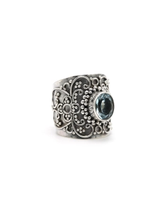 Bague contemporaine en argent 925 sertie d'une topaze - 6