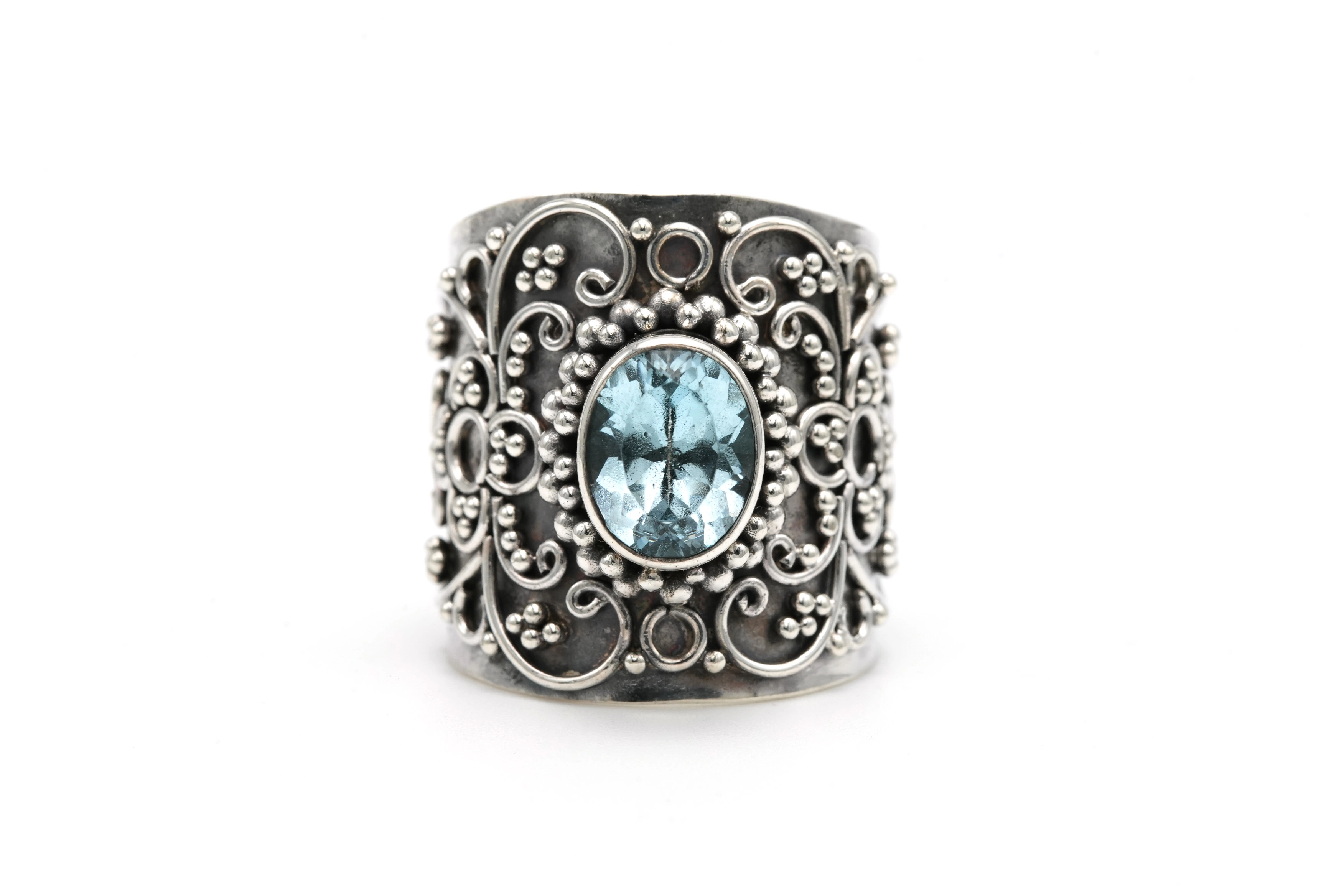 Bague contemporaine en argent 925 sertie d'une topaze - 1