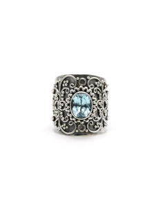 Bague contemporaine en argent 925 sertie d'une topaze - 1