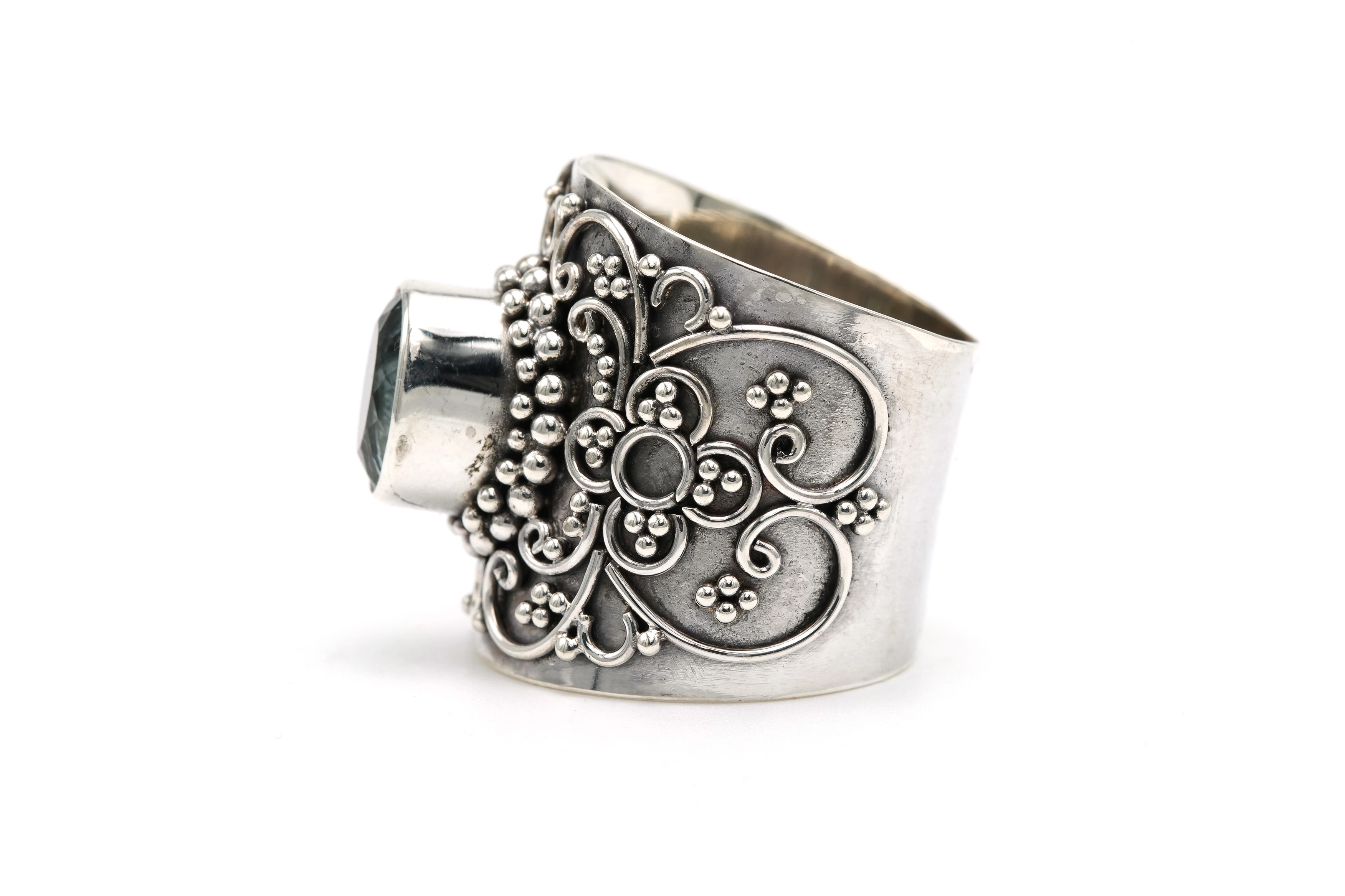 Bague contemporaine en argent 925 sertie d'une topaze - 3