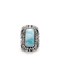 Bague contemporaine en argent 925 sertie d'une larimar - 1