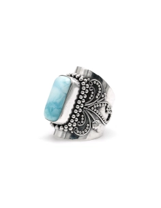 Bague contemporaine en argent 925 sertie d'une larimar - 2