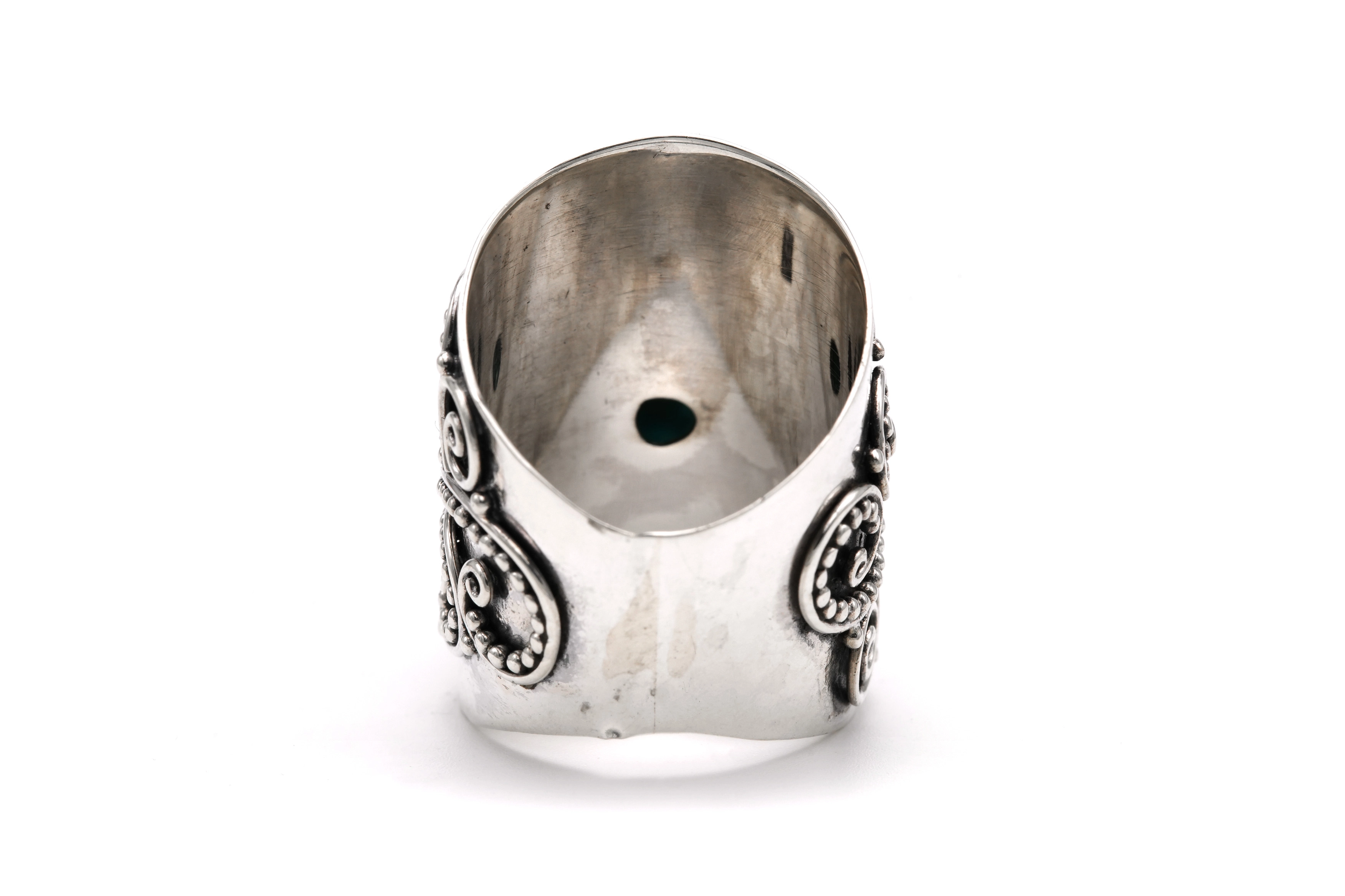 Bague contemporaine en argent 925 sertie d'une larimar - 4