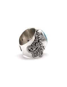 Bague contemporaine en argent 925 sertie d'une larimar - 5