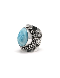 Bague contemporaine en argent 925 sertie d'une larimar - 2