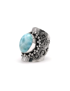 Bague contemporaine en argent 925 sertie d'une larimar - 2
