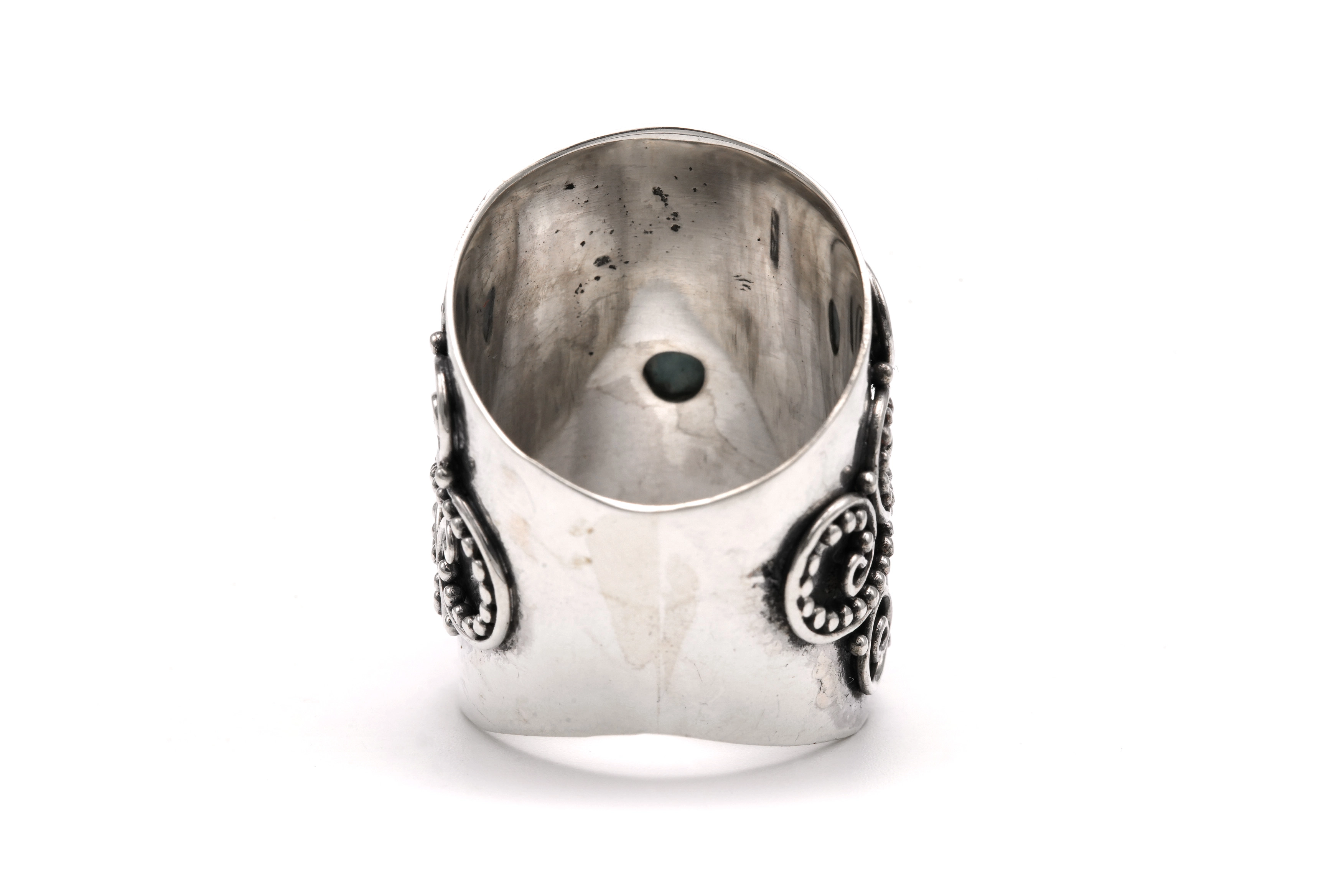 Bague contemporaine en argent 925 sertie d'une larimar - 4