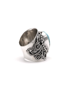 Bague contemporaine en argent 925 sertie d'une larimar - 5
