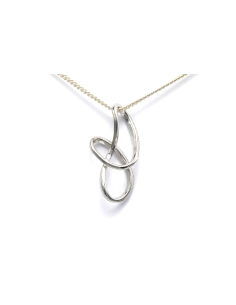 Pendentif contemporain en or blanc 18 carats serti de diamants taille "brillant" (+- 0.21ct) - 4