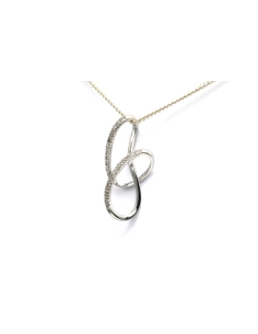 Pendentif contemporain en or blanc 18 carats serti de diamants taille "brillant" (+- 0.21ct) - 2