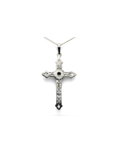 Pendentif contemporain en or blanc 9 carats serti de diamants taille "brillant" (+- ct) - 4