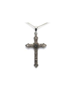 Pendentif contemporain en or blanc 9 carats serti de diamants taille "brillant" (+- ct) - 1