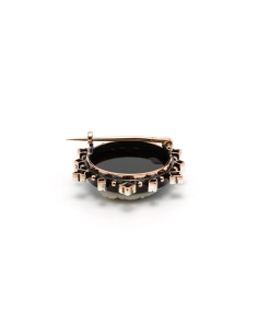 Broche Art Nouveau en or blanc 18 carats sertie d'une agathe et de diamants taille "rose" - 4