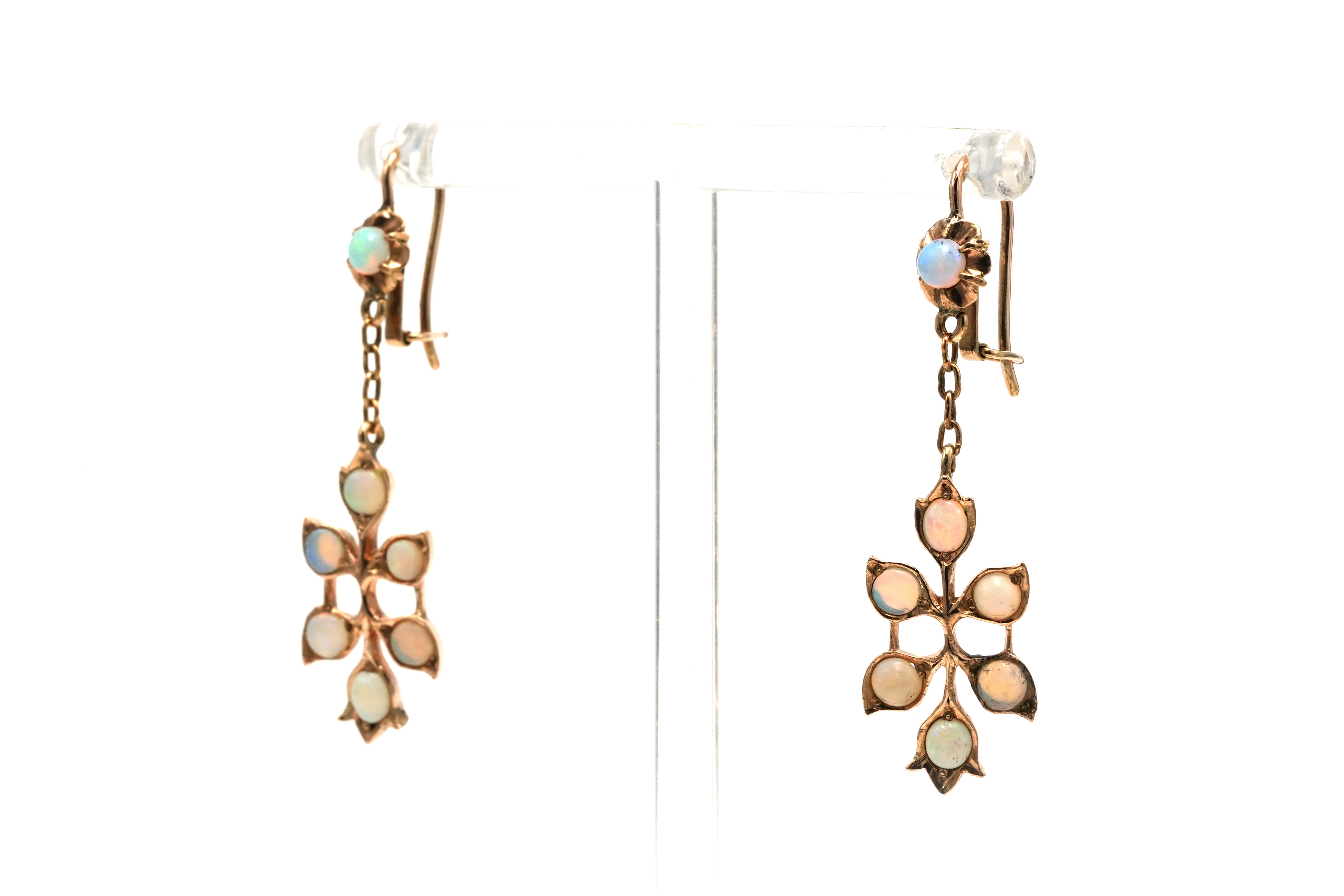 Boucles d'oreilles Art Déco en or jaune 9 carats serties d'opales - 6