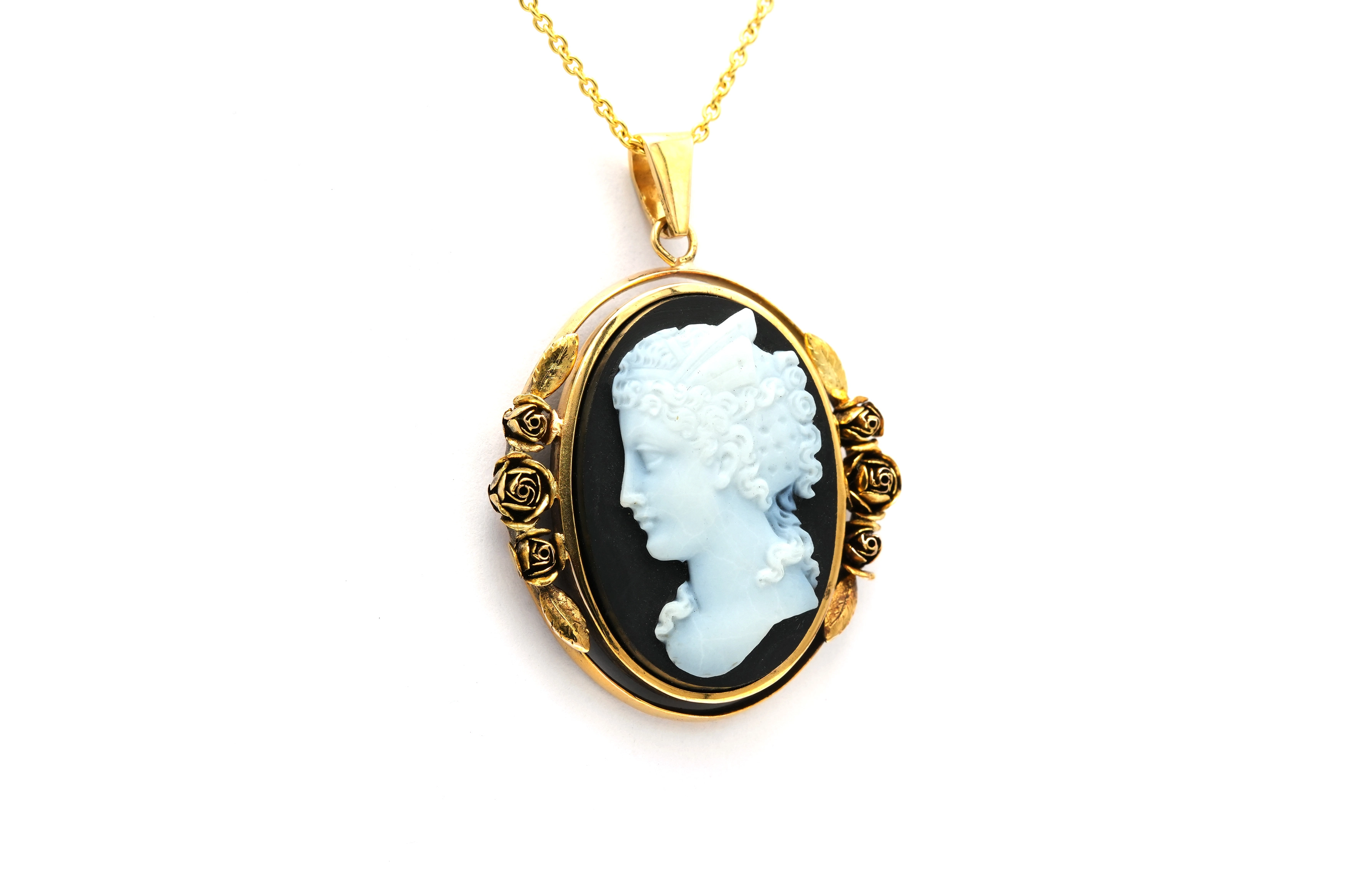 Pendentif Napoléon III en or jaune 18 carats sertie d'une agathe - 1