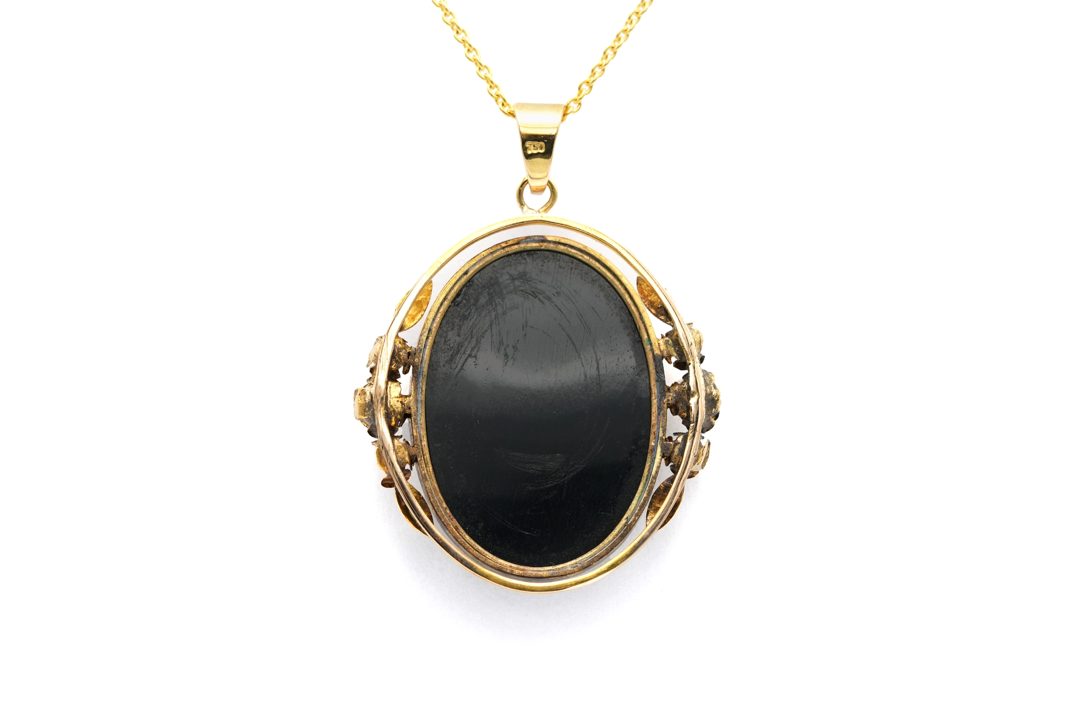 Pendentif Napoléon III en or jaune 18 carats sertie d'une agathe - 2