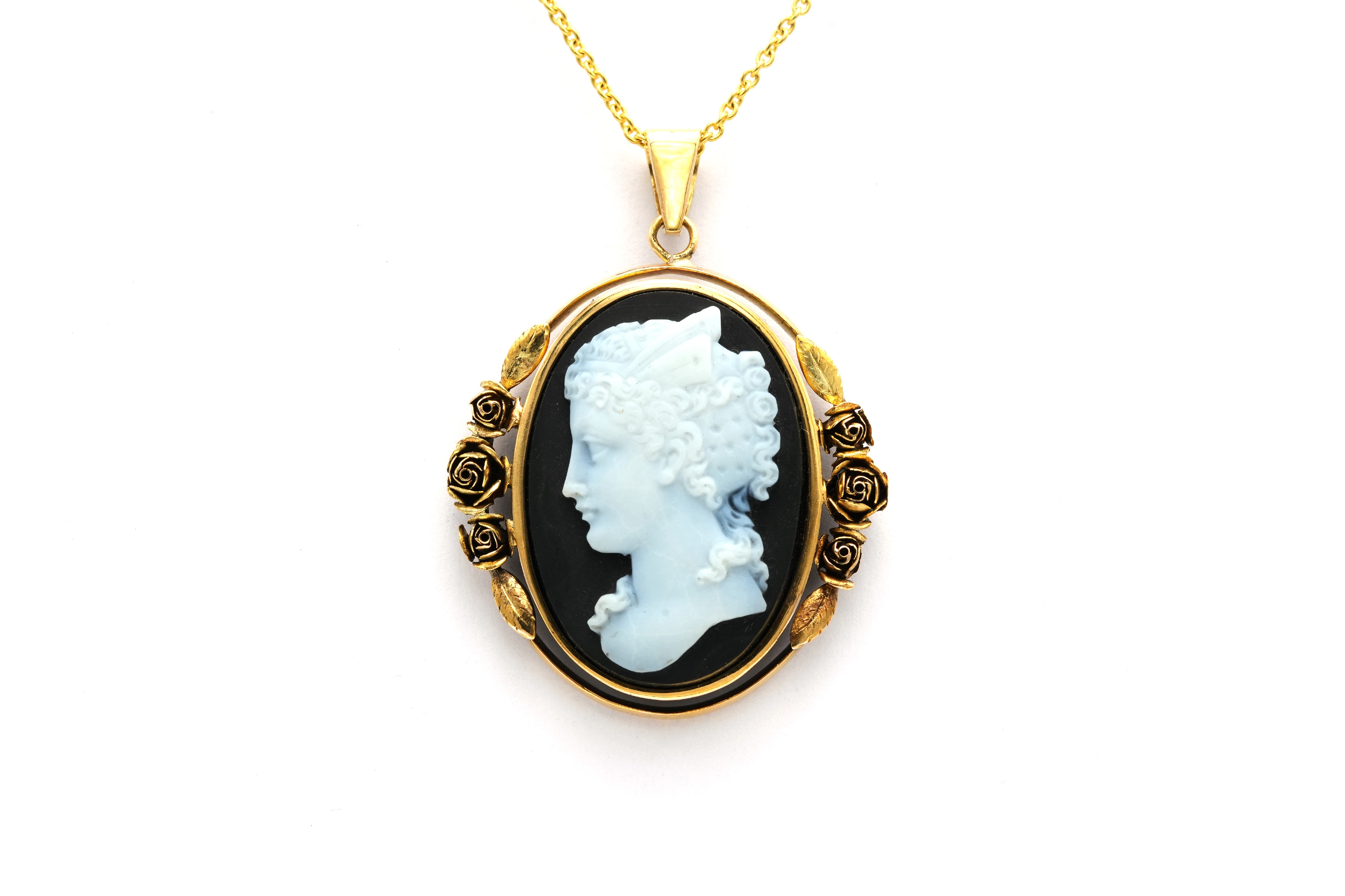 Pendentif Napoléon III en or jaune 18 carats sertie d'une agathe - 3