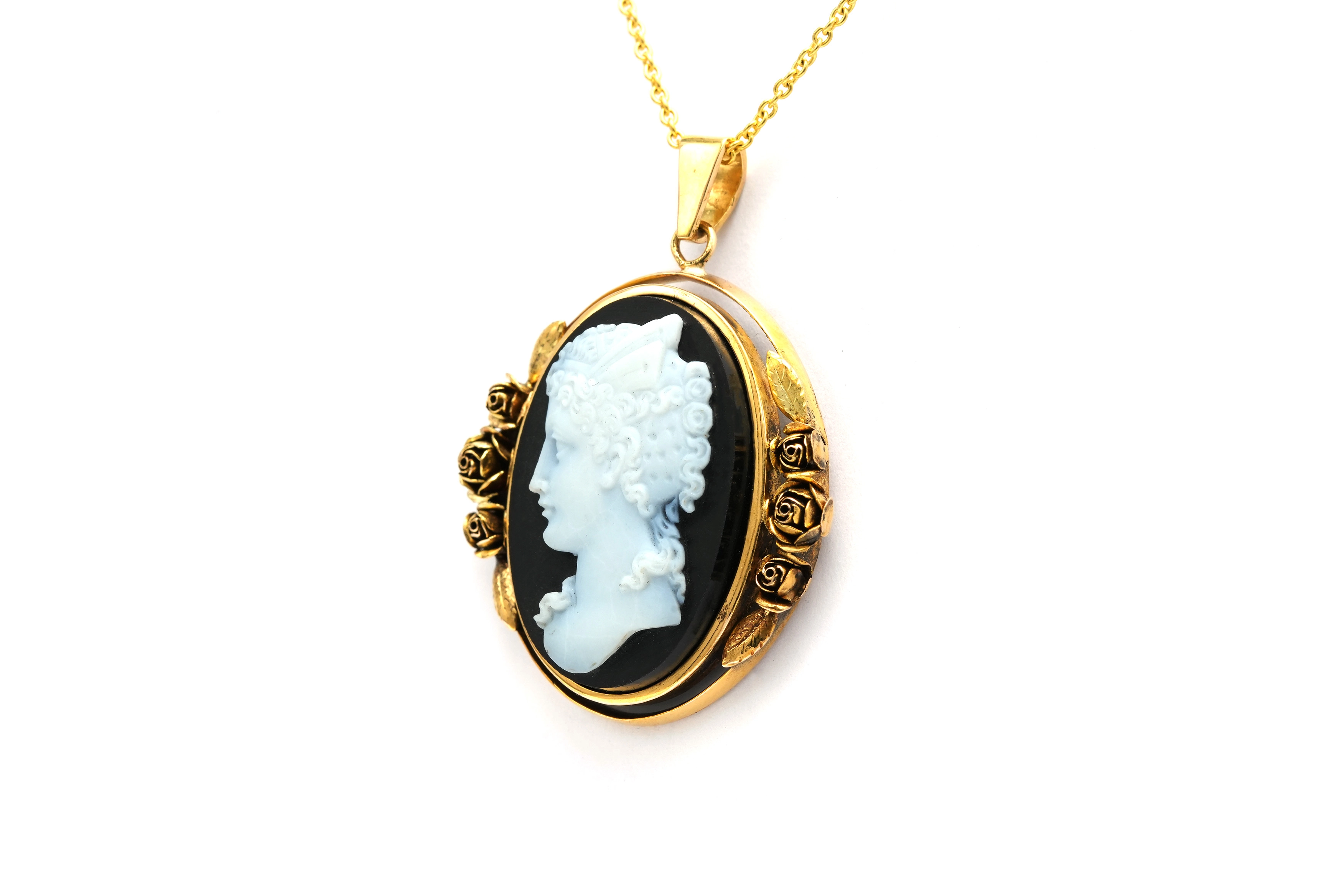 Pendentif Napoléon III en or jaune 18 carats sertie d'une agathe - 4