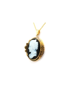 Pendentif Napoléon III en or jaune 18 carats sertie d'une agathe - 4