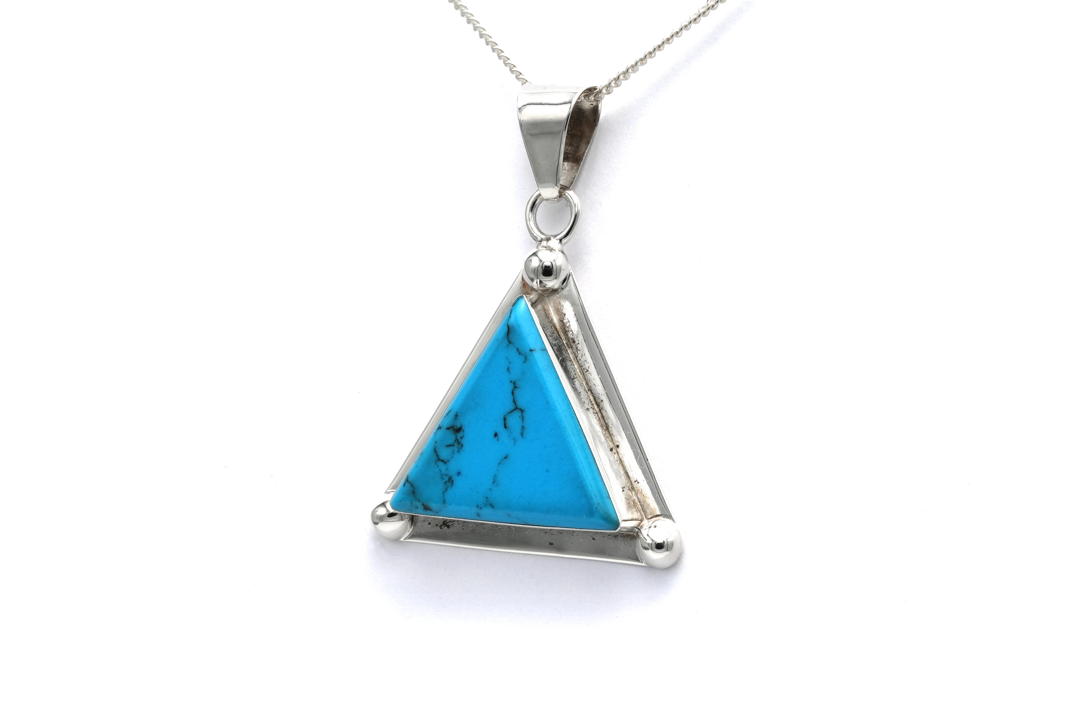 Pendentif contemporain en argent 925 serti d'une turquoise - 1