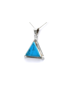 Pendentif contemporain en argent 925 serti d'une turquoise - 1