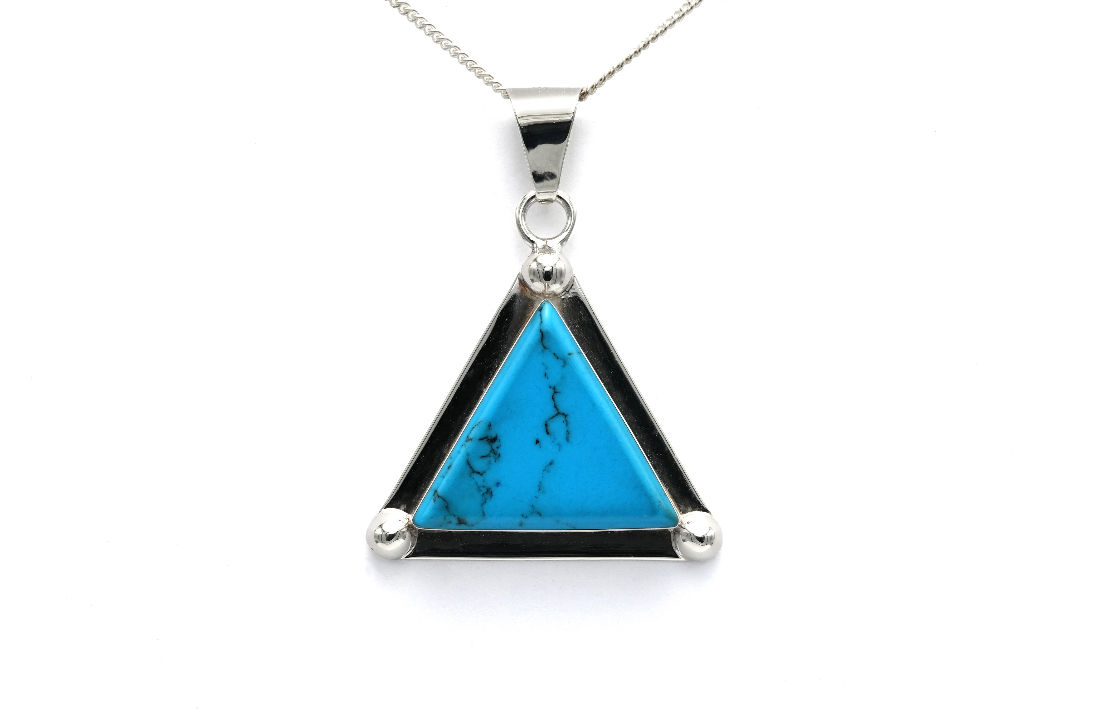 Pendentif contemporain en argent 925 serti d'une turquoise - 2