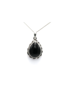 Pendentif contemporain en argent 925 serti d'une onyx - 1