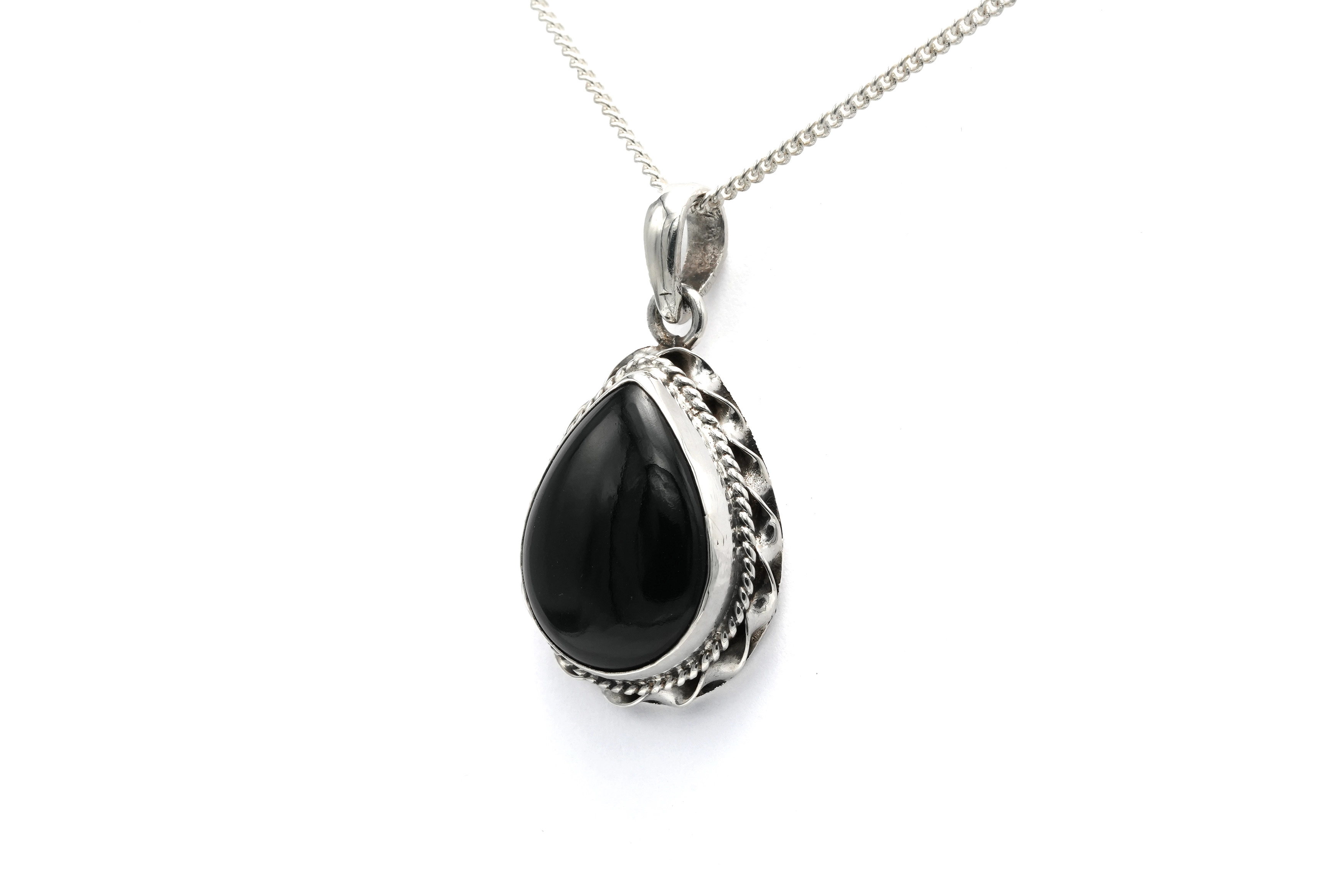 Pendentif contemporain en argent 925 serti d'une onyx - 2