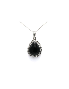 Pendentif contemporain en argent 925 serti d'une onyx - 1
