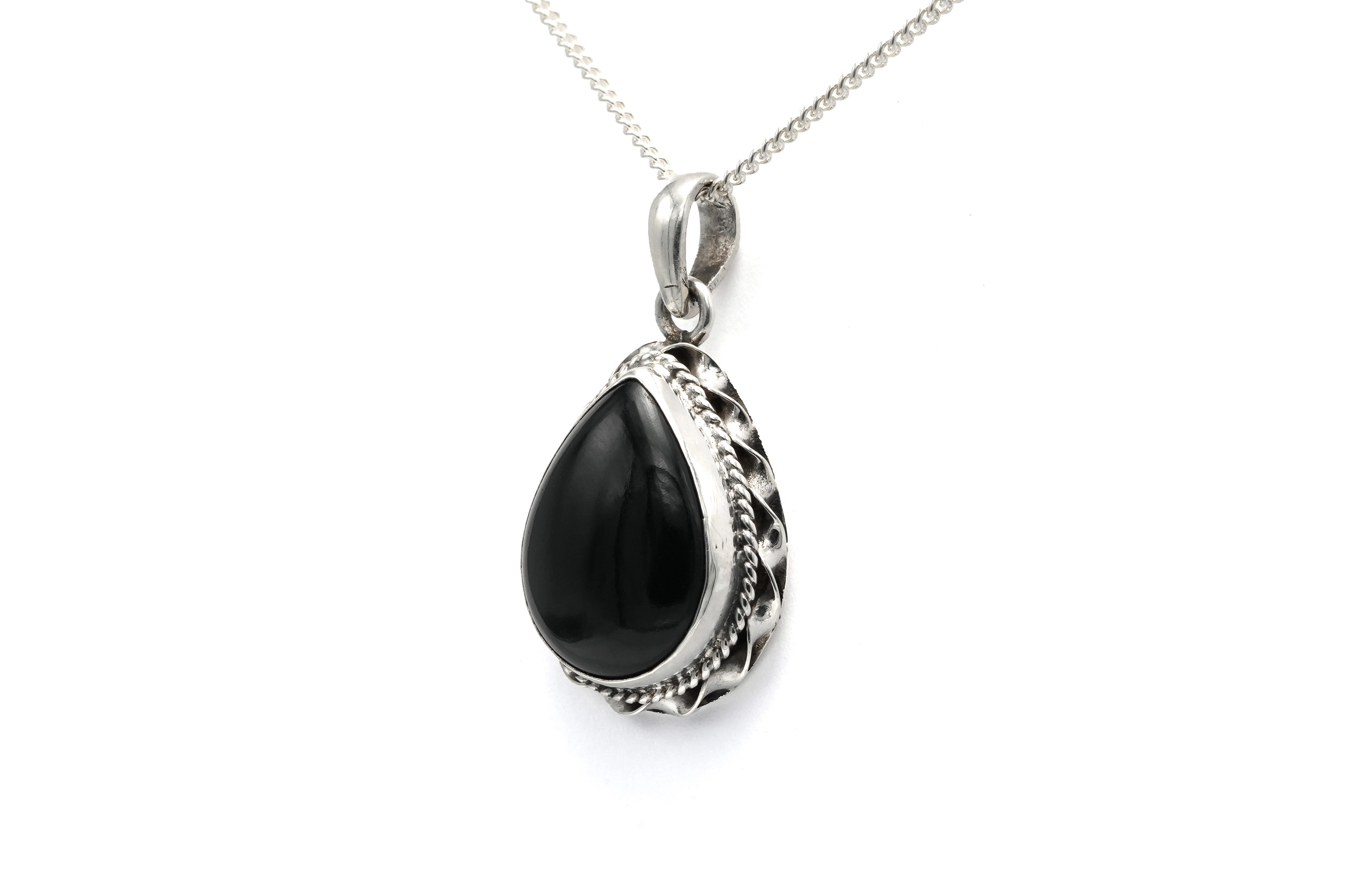 Pendentif contemporain en argent 925 serti d'une onyx - 2