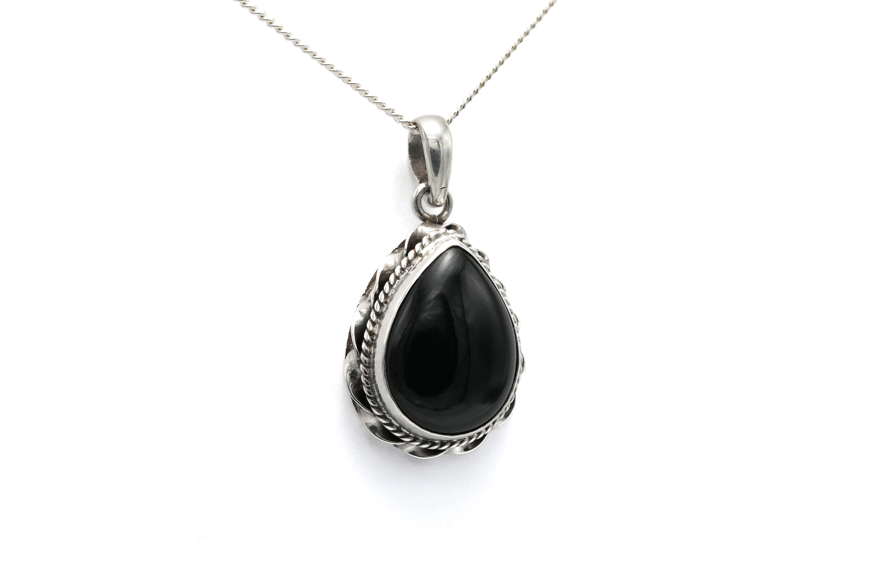 Pendentif contemporain en argent 925 serti d'une onyx - 3