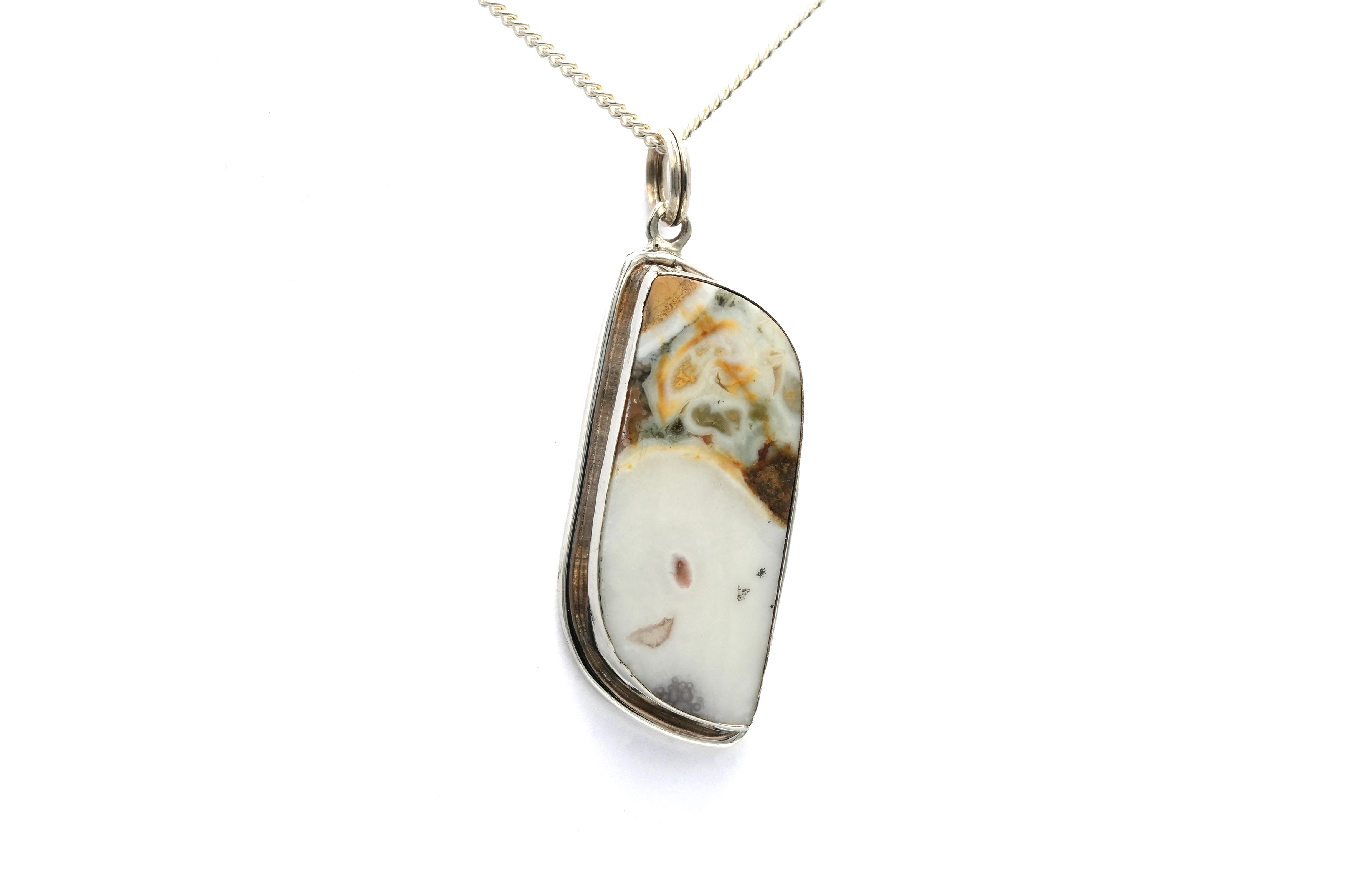 Pendentif contemporain en argent 925 serti d'une jaspe - 3