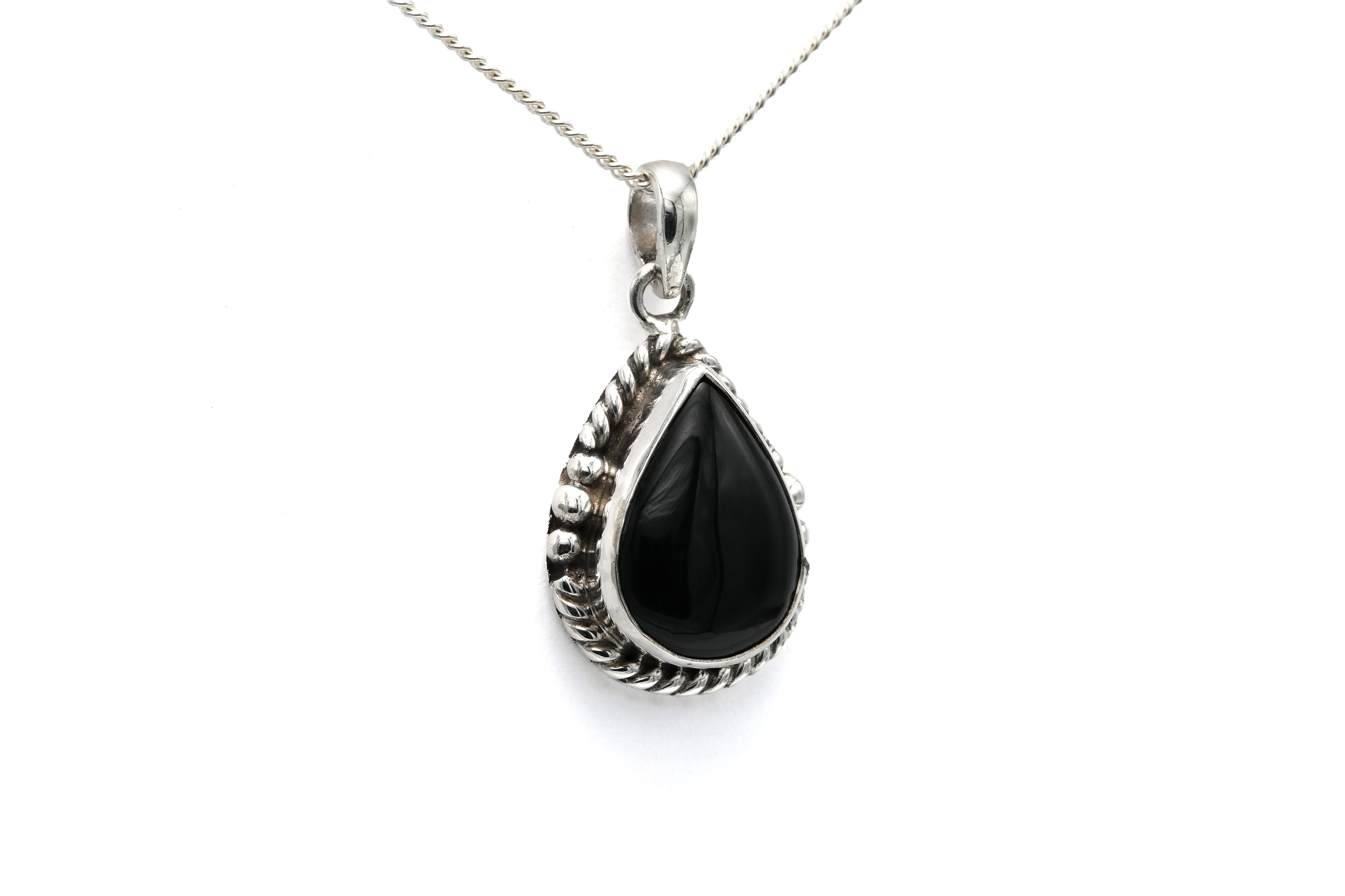 Pendentif contemporain en argent 925 serti d'une onyx - 3