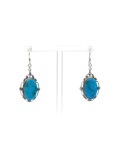 Boucles d'oreilles contemporaines en argent serties de turquoises - - 1