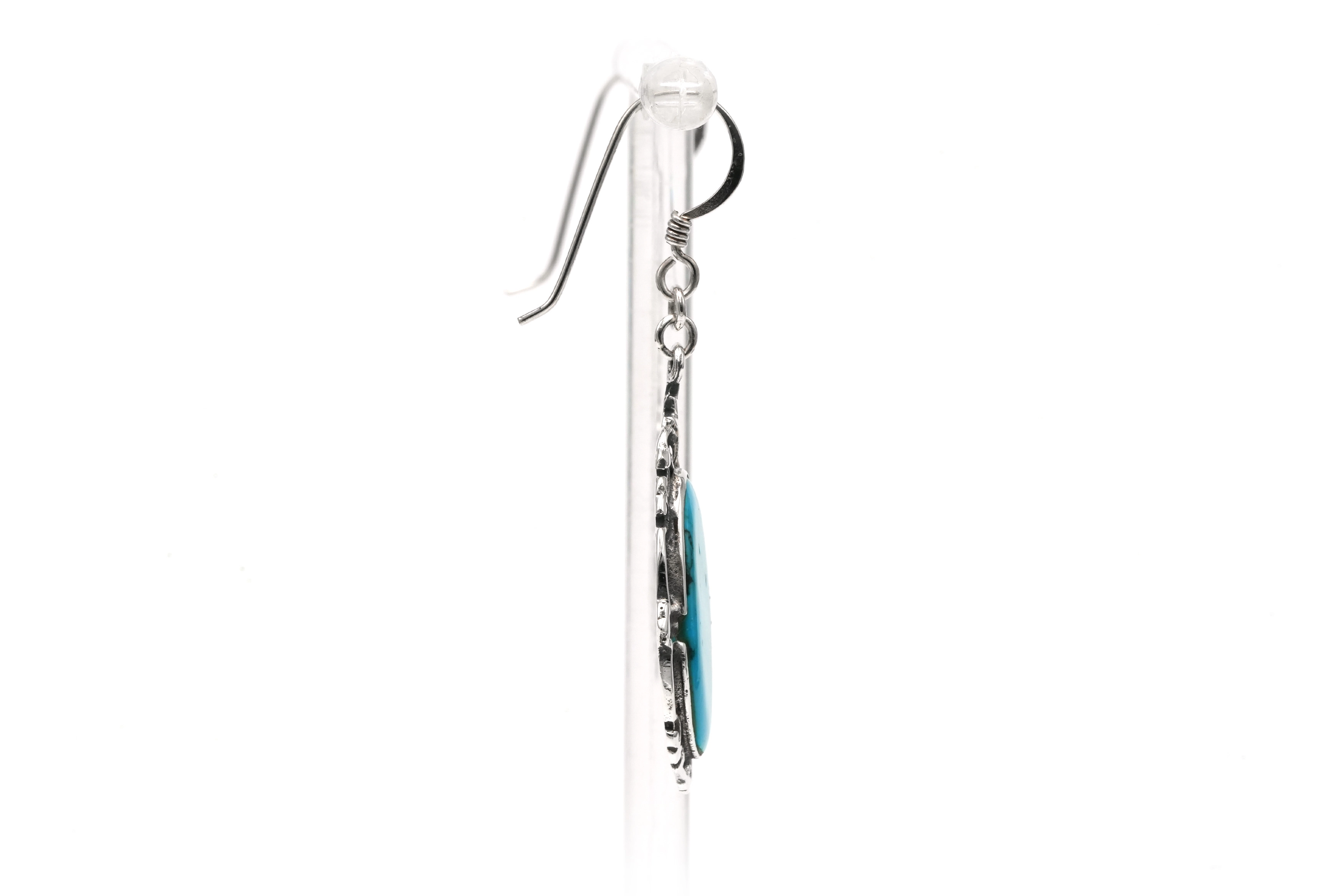 Boucles d'oreilles contemporaines en argent serties de turquoises - - 5