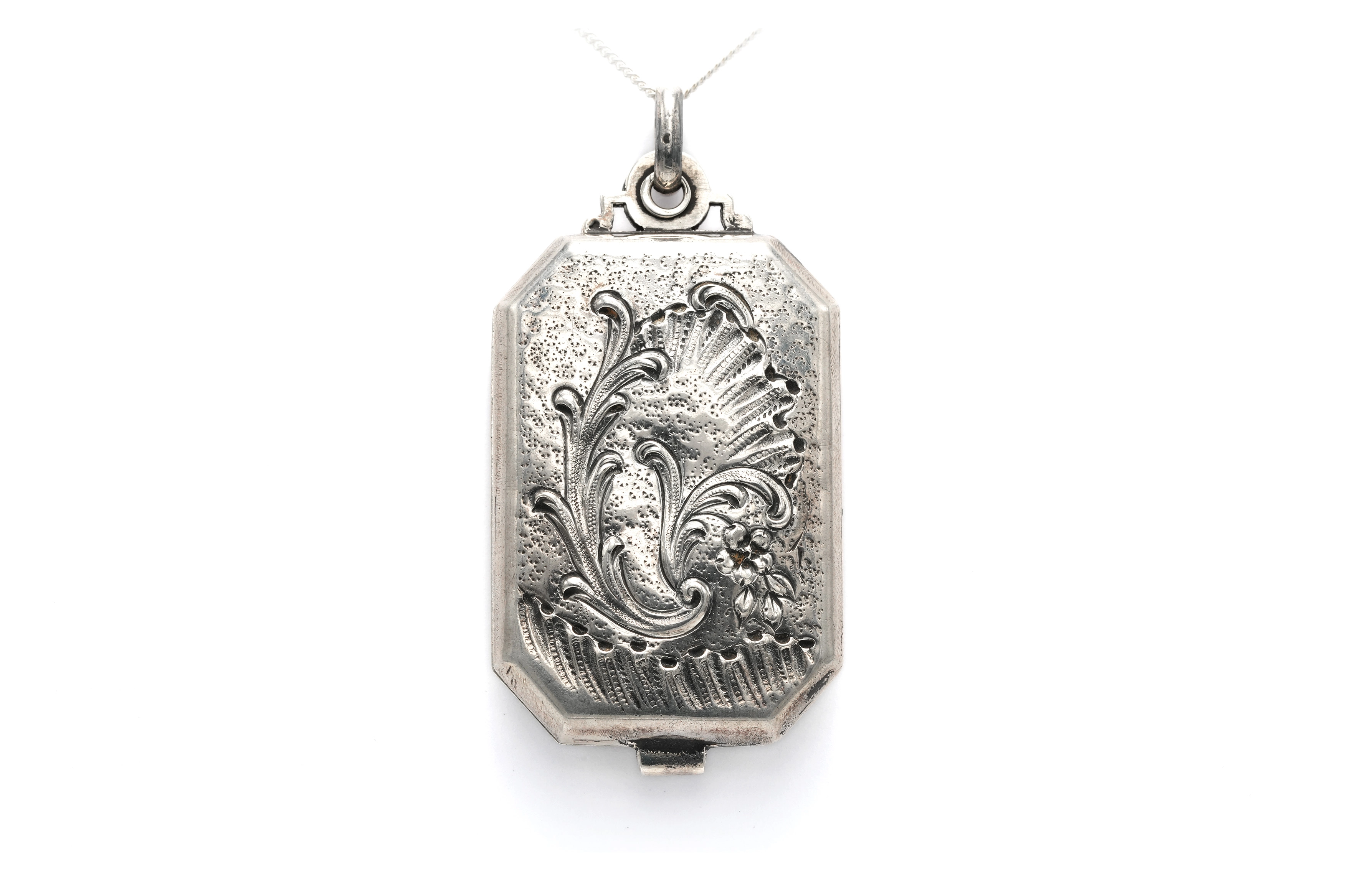 Pendentif miroir Art Nouveau en argent - 1