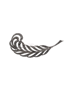 Broche Années 50 en argent sertie de marcassites - 2