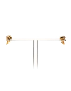 Boucles d'oreilles contemporaines en or jaune 18 carats serties de rubis et de diamants "taille" brillant (+-0.12 ct) - - 4