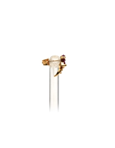 Boucles d'oreilles contemporaines en or jaune 18 carats serties de rubis et de diamants "taille" brillant (+-0.12 ct) - - 5