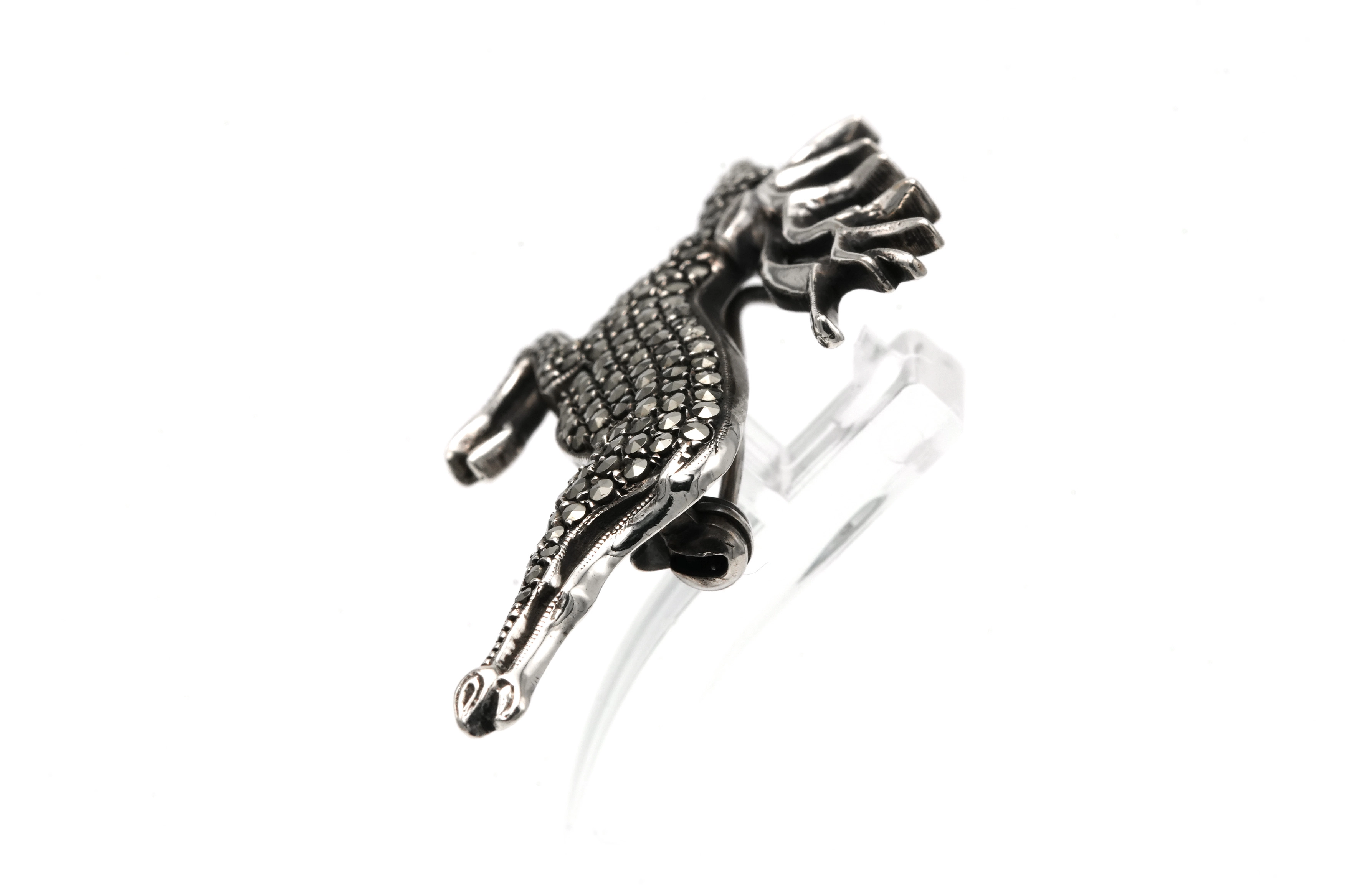 Broche Années 50 en argent 835 sertie de marcassites - 3