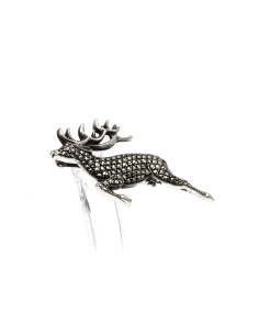 Broche Années 50 en argent 835 sertie de marcassites - 6