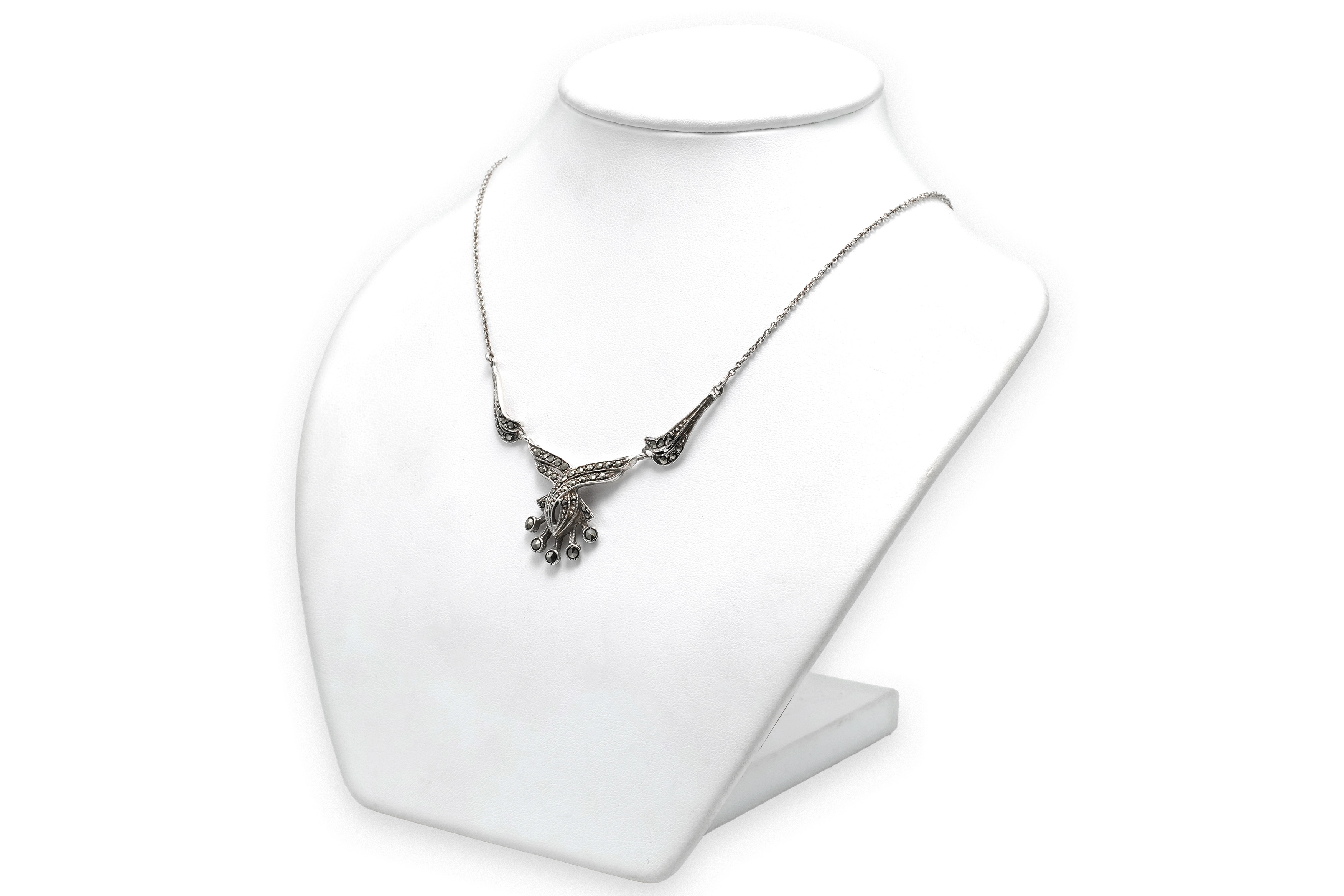 Collier Art Déco en argent serti de marcassites - 3
