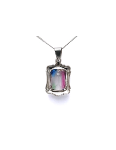 Pendentif Art Déco en argent 925 serti d'une pierre du Rhin - 4