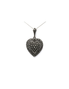 Pendentif Années 50 en argent serti de marcassites - 1